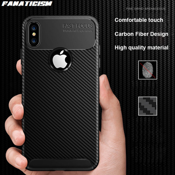 Carbon Fiber Soft Silicone TPU Anti-fall Case For iPhone XR X XS Max SE 5s 6 7 8 Plus Rugged Shockproof Protective Cover