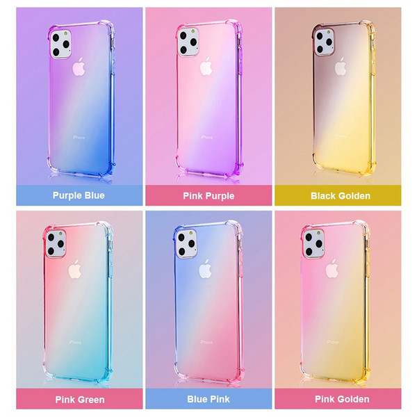 Soft TPU Gradient Colors Anti Shock Clear Case Cover For iphone XR X XS Max SE 5s 6 7 8 Plus iphone 2019