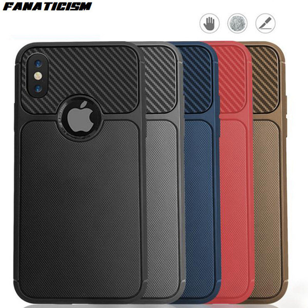 Wholesale Carbon Fiber Design Soft Rubber Silicone Case For iphone XR X XS Max 6 7 8 Plus Grid Pattern TPU Phone Cover