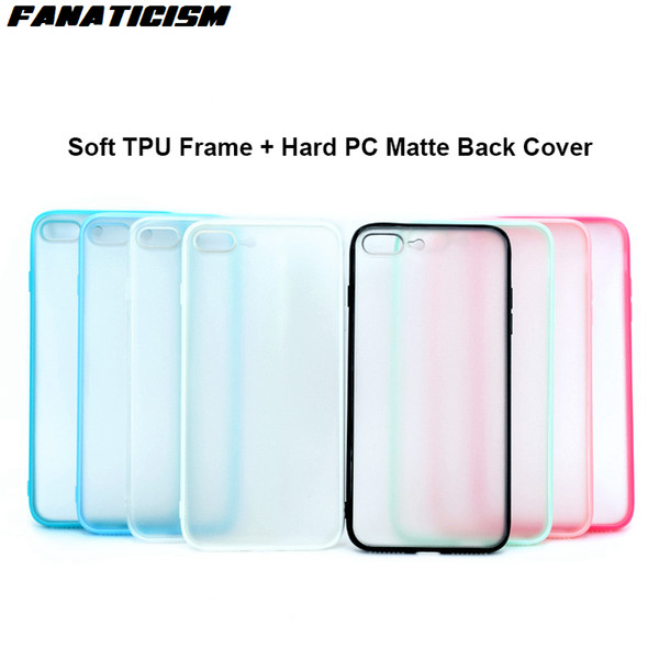 Anti-Drop Candy Color Soft TPU Silicone Frame + Hard PC Plastic Matte Back Cover For iphone7 Plus iphone6 Plus iphone 7 6S Plus Case