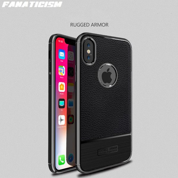 Fanaticism Leather Pattern Brushed Armor Soft Silicone Case For iphone X XR XS Max 5s SE 6s 7 8 Plus Soft Shockproof Cover