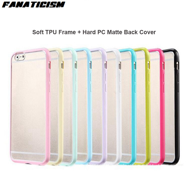 Anti-Drop Candy Color Soft TPU Silicone Frame + Hard PC Plastic Matte Back Cover For iphone7 iphone6 iphone 7 6S Case