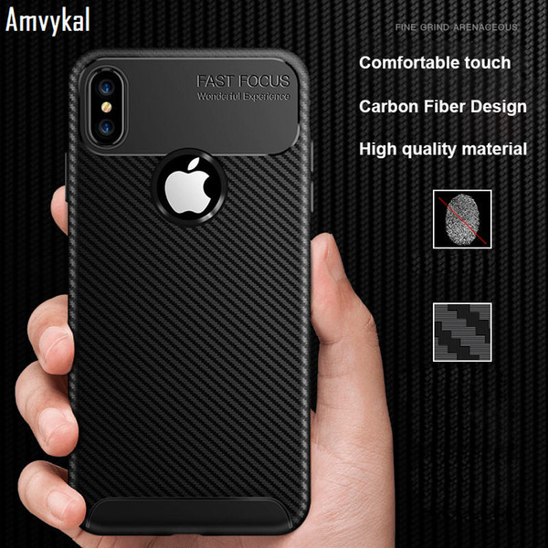 Carbon Fiber Armor Case For iPhone XR X XS Max 8 7 6 Plus 5s Anti Shock Absorption Silicone Soft Rubber Phone Cover