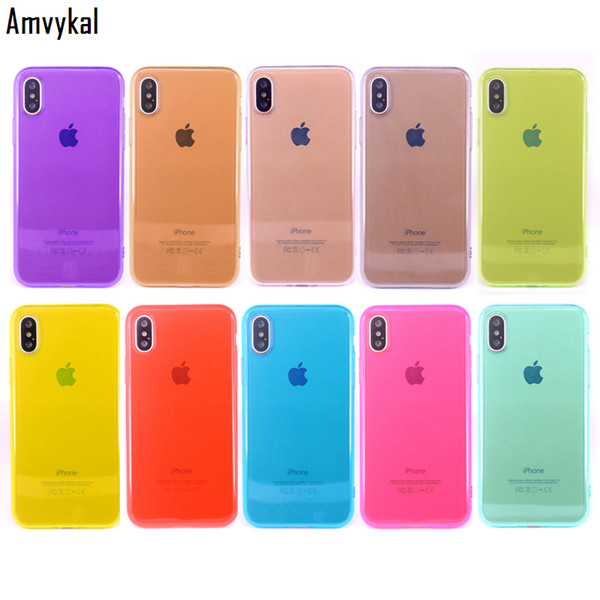 Transparent Candy Color Glossy TPU Phone Cases For iphone XR X XS Max 5 SE 6 7 8 Plus Soft Silicone Jelly Cover