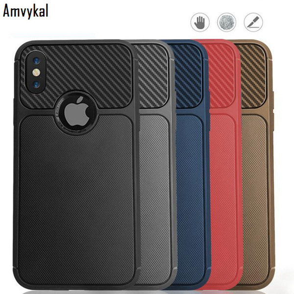 Top Quality Grid Carbon Fiber Design Soft TPU Cover For iphone XR X XS Max 6 7 8 Plus Anti-Knock Silicone Phone Case