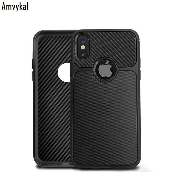 Luxury Grid Carbon Fiber Design Soft TPU Phone Cases For iphone XR X XS Max 6 7 8 Plus Anti-Knock Soft Silicone Cover