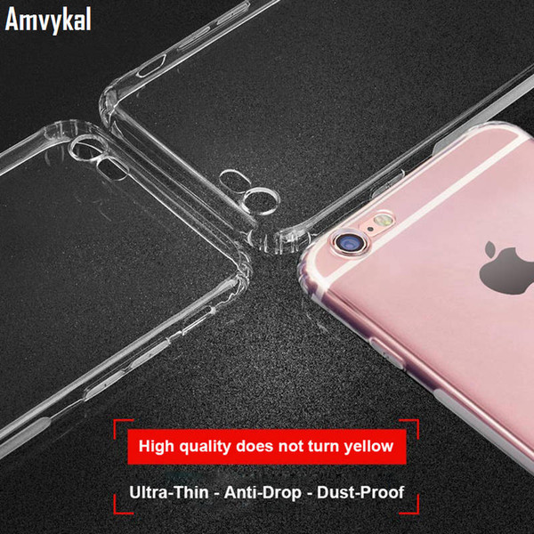 Amvykal For iphone X XR XS Max 5s SE 6s 7 8 Plus Case With Dust Plug Soft TPU Silicone Ultra-Thin Transparent Cover