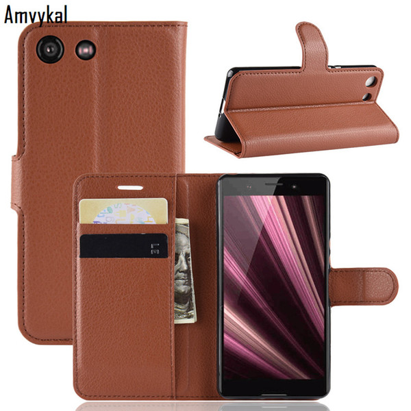 Amvykal Luxury Stand Leather Phone Cover For Sony XZS XZ1 XZ2 XZ3 XZ4 Compact Premium XA1 XA2 Ultra Plus L2 Wallet Flip Cases