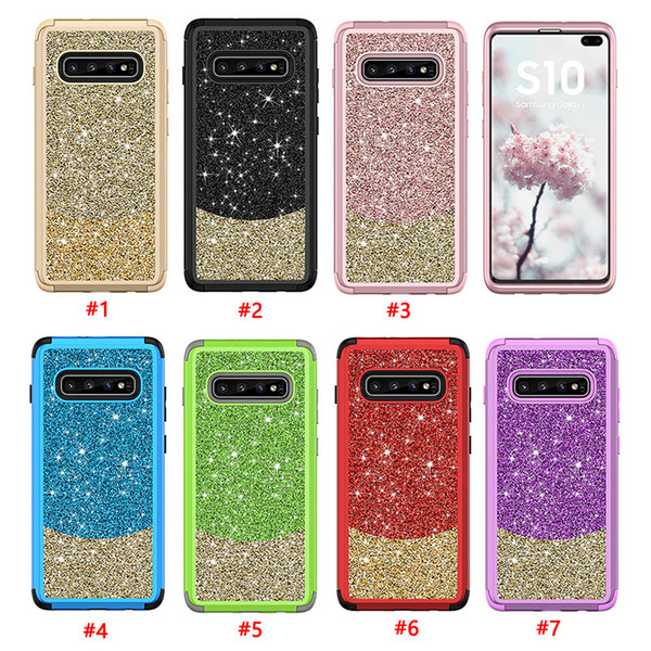 for Samsung Galaxy S10 S10Plus Case Luxury Glitter Sparkle Bling Heavy Duty Hybrid Armor High Impact Shockproof Protective Cover