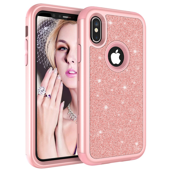 For Iphone Xs Max Case Luxury Glitter Phone Case 3in1 Heavy Duty Hybrid Full-Body Protective Cover For iPhone Xr Xs Max