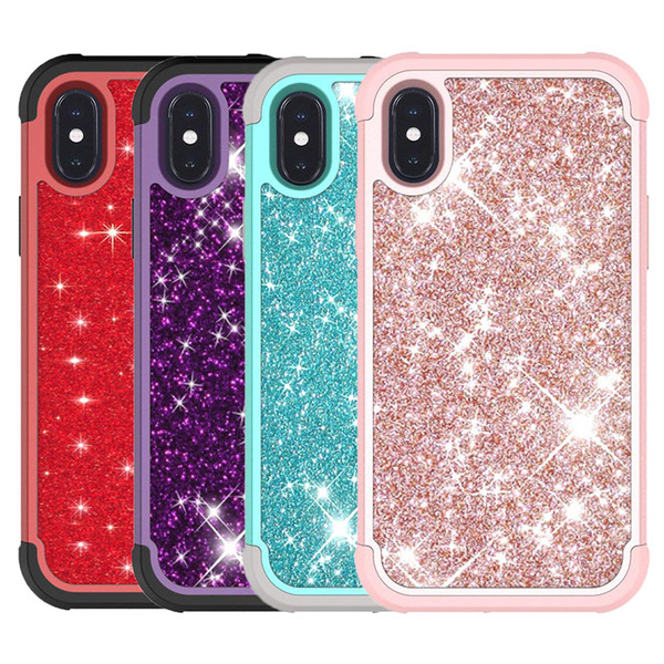 For Iphone XR Case Luxury Glitter Shiny Bling Case Soft TPU Hard PC Back Cover for iPhone XR XS Max