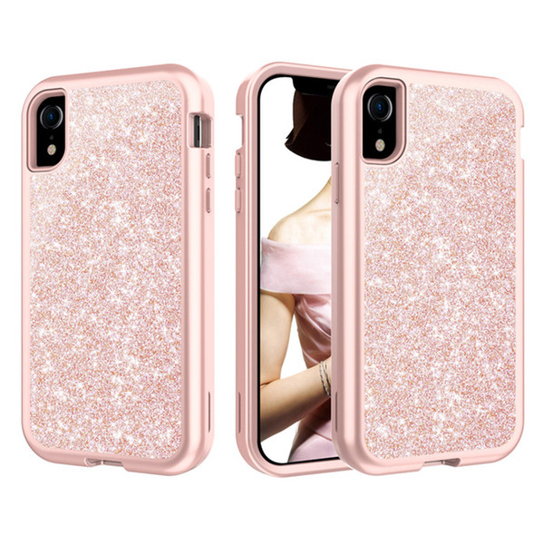 For Iphone XR Case Luxury Glitte Bling 3in1 Heavy Duty Hybrid Defender Case For iPhone XR XS Max