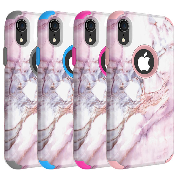For Iphone Xr Case Marble Defender Case 3in1 Heavy Duty Hybrid Full-Body Protective Cover Phone Cases For iPhone Xr Xs Max
