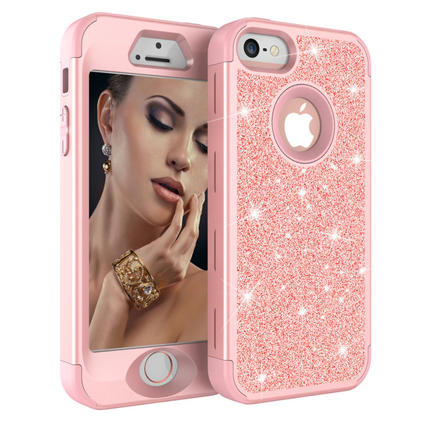 For Iphone SE Case Luxury Glitter Phone Case Heavy Duty Hybrid Full-Body Protective Cover iPhone Case For iPhone 5S SE