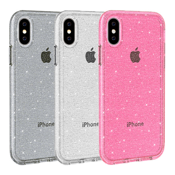 For Iphone XR Case Luxury Clear Glitter Soft TPU Hard PC Phone Case For iPhone XR XS Max