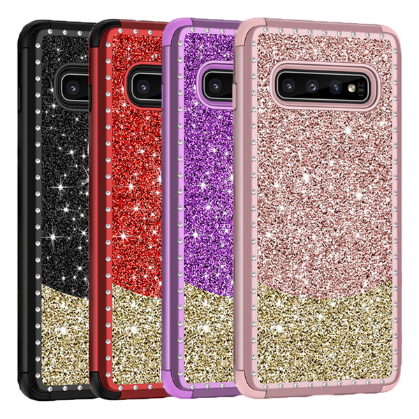 For Samsung S10 Plus Case Luxury Diamond Glitter Sparkle Shiny Bling Case Soft TPU Hard PC Back Cover for Samsung Galaxy S10 S10E