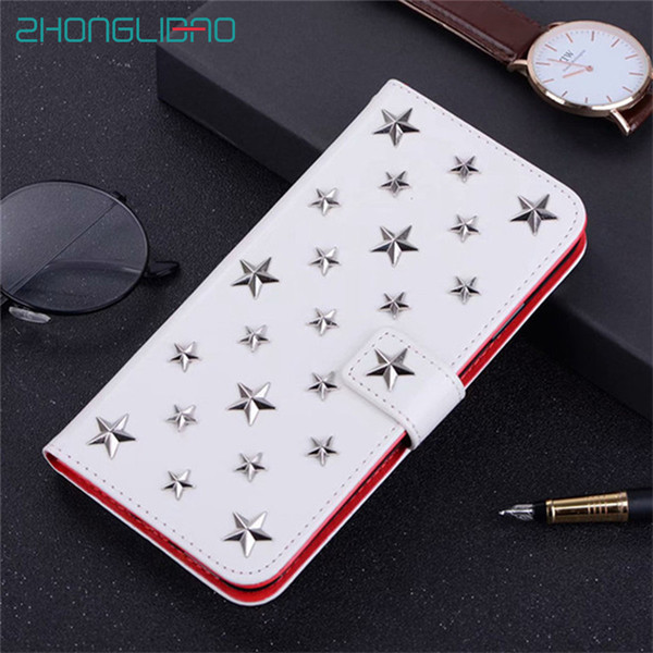 Luxury Handmade Leather Case for Iphone 11 Pro Xs Max Xr X 8 7 Plus DIY Stars Rivet Wallet Card Holder Flip Cover