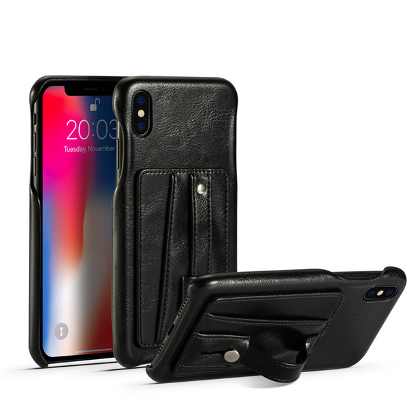 Finger Strap Phone Case for IPhone 11 Pro Xs Max XR 78 Plus Luxury PU Leather Card Holder Stand Back Cover for IPhone11pro