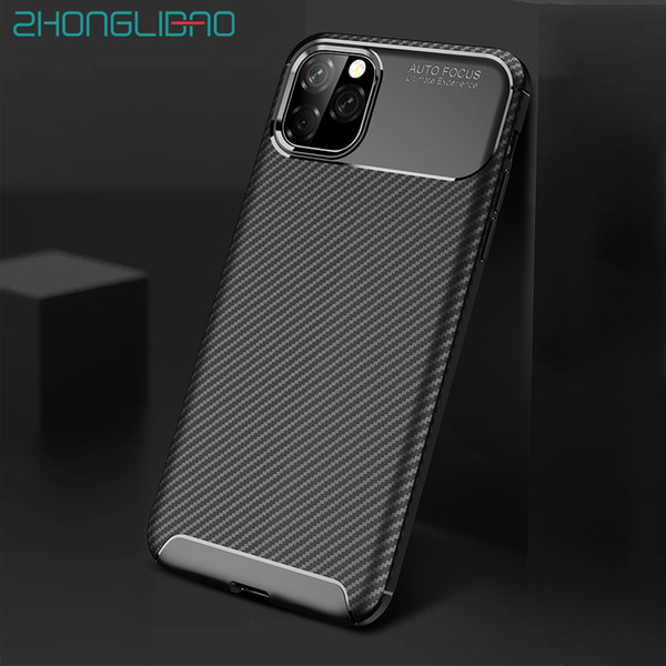 Silicone Case for iphone 11 pro Xs Max Xr X 8 7 6 6s Plus Funda Carbon Fiber Matte Rugged Bumper Back Cover