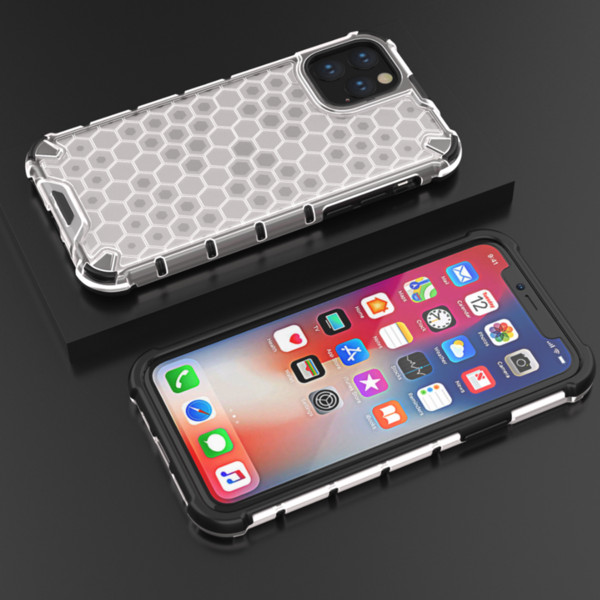 Shockproof Airbag Armor Case on For IPhone 11 Pro Max Honeycomb Transparent Hard Case for iPhone Xr Xs Max 7 8 6 6s X Plus Cover