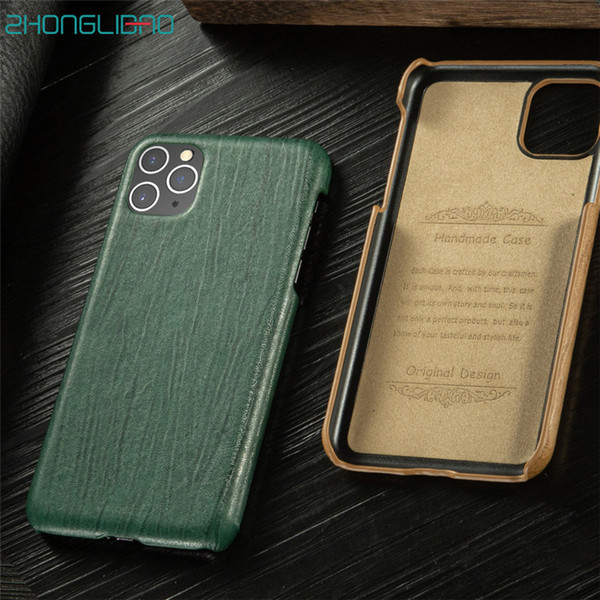 Luxury Retro Wood Grain PU Leather Case for IPhone 11 11Pro Pro Max Etui Slim Hard Back Cover for IPhone XR Xs Max X 8 7 Plus