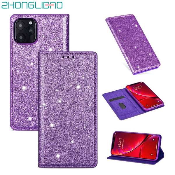 Wallet for Iphone 11 Pro XS Max X XR PU and for Samsung note 10 s10 plus Case for huawei p30 p20 mate 30 20 pro Glitter Flip Leather Cover