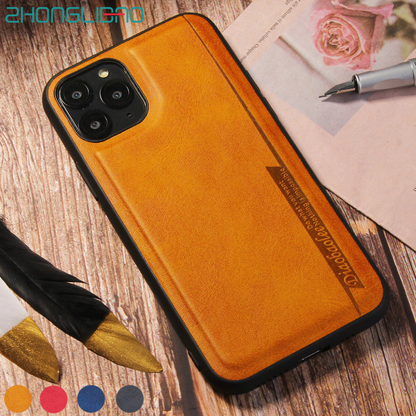 New Shockproof Pu Leather Back Case for IPhone 11 Pro Xs Max Xr X 8 7 6 6s Plus Coque Silicone Bumper Cover