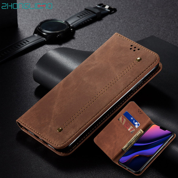 Luxury Retro Denim Flip Case for Iphone 11 Pro Xs Max Xr X 8 7 6 6s Plus Magnetic Wallet Stand Book Cover