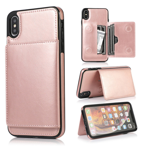 Leather Card Holder Wallet Case for Iphone 11 pro Xs Max xr 5 5s 8 7 6 6s Plus Shockproof Cover for samsung note 10 9 8 s10 s9 s8 plus s10e