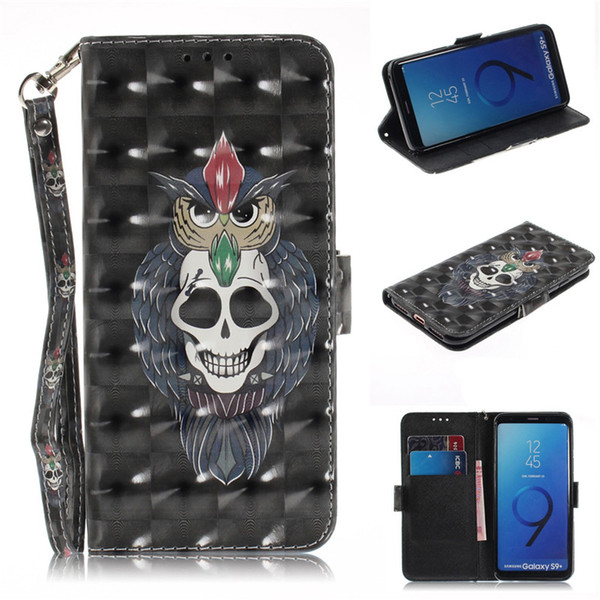 Flip Cover Phone Bags For Samsung Galaxy S9 Plus Case 3D Painting PU Leather Soft Silicon Wallet Covers Cases Coque