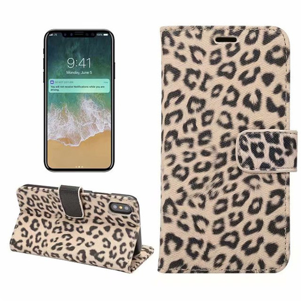 Sexy leopard print Leather Case For iPhone X XS Wallet Flip stand Cover carcasas With Card Slot Mobile Phone Bags