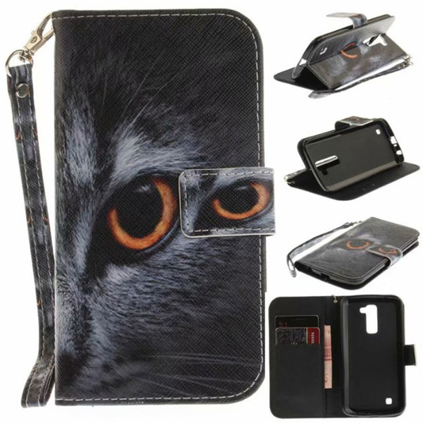 Flip Wallet Case For LG K10 2017 Cases Coque Animal Wolf Owl Tiger Lion Painted PU Leather Phone bags accessories Cover