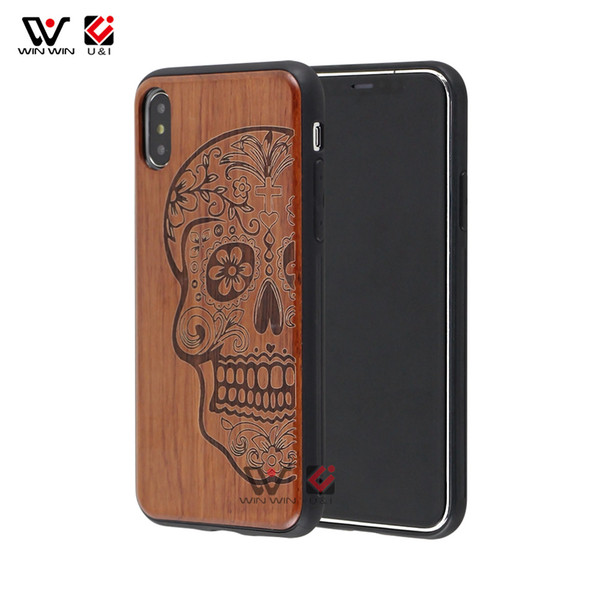 Sichuang Style High-end Rosewood+TPU Frame Full Protect Mobile Phone Case For iPhone 6 7 8Plus X XS Max