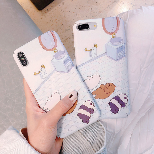 Creative Phone Case for iPhone Cute Cartoon Character Frosted Matte Hard PC Phone Cases for iPhone 6 7 plus XR X XSMAX