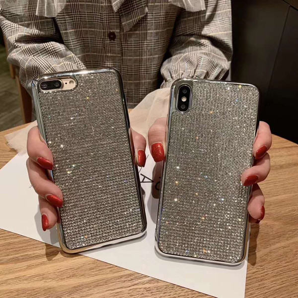 Luxury 3D Sparkle Stunning Stones Crystal Rhinestone Bling Full White Diamond Glitter Case for iphone 6S 7 8 plus XS XR MAX