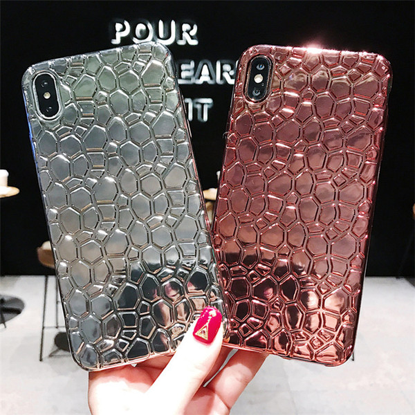 Electroplate Plating Tin foil The Crocodile Grain Phone Case For iPhone X XS/MAX,Pure Color Shell For iPhone 6 7 8/plus