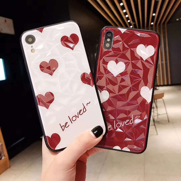 Loving Heart Durable Phone Case for iPhone X Stylish Phone Case Shockproof Protective Back Cover with Tempered Screen Protector