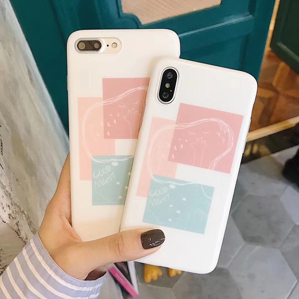 Simple Illustration Color Matching Graffiti Mobile Phone Case Silicone Soft Shell Fresh Ladies for iphone 6 7 8PLUS X