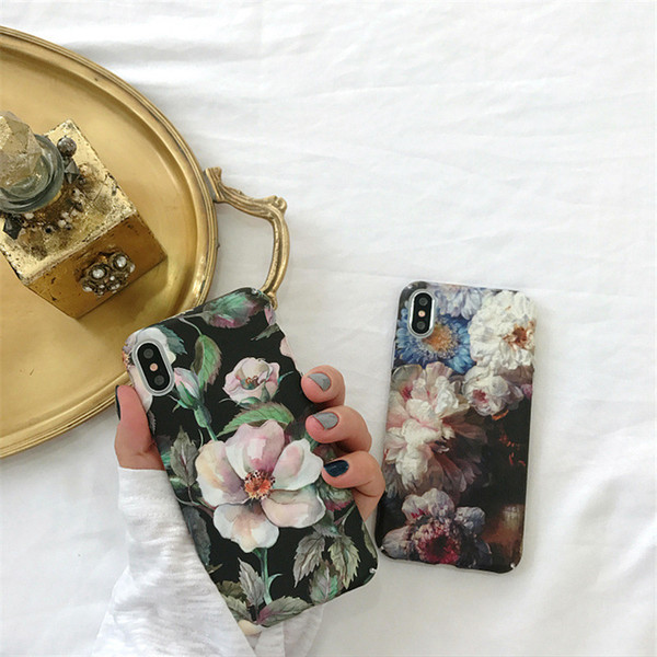 The Korean Retro Art Flowers Female Model Phone Case For iPhone X XS XS MAX,Cover For iPhone 6 7 8 /plus