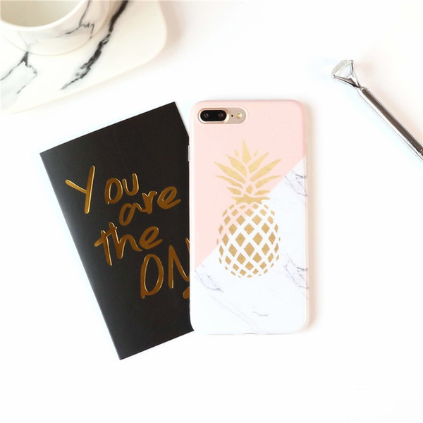 Nordic Wind Spell Color Marbling Pineapple Mobile Phone Case for iPhone 6 6S 7 Plus x Smooth Soft Shell Protection Phone Case