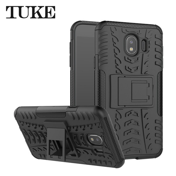 For Samsung Galaxy J4 2018 EU Version Case, ShockProof Rugged Impact Armor Slim Hybrid Kickstand Protective Cover Case