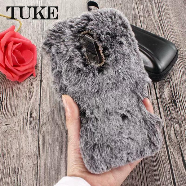 For Nokia 8 Case Cute Hairy Warm Fur Bling Rhinestone Plush Cover Case