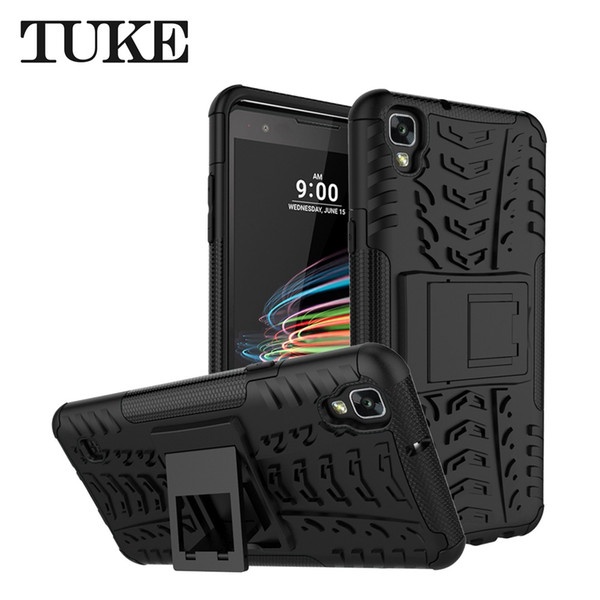 2 In 1 Heavy Duty Strong Rugged Armor Tire Style Hybrid TPU PC Hard Stand Bracket Case For LG X Style