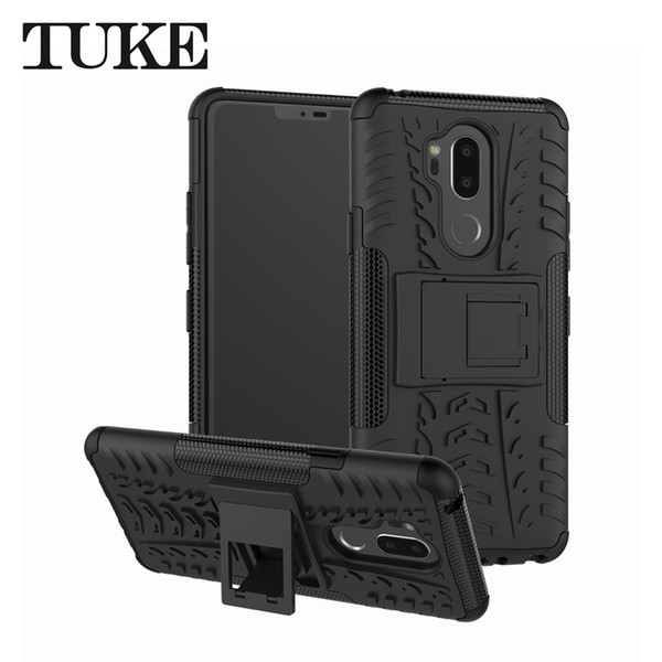 Hybrid Rugged Case For LG G7 With Metal Kickstand & Card Holder Slot Dual Layer Soft Rubber & Hard PC Back Cover For LG G 7