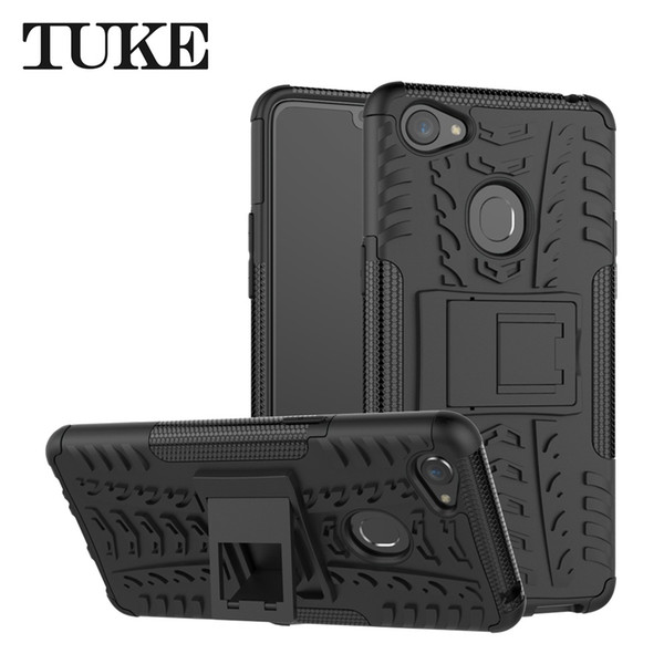 New Case For OPPO F7 Phone Case 2 In 1 Dual Layer Kickstand Heavy Duty Armor Shockproof Hybrid Silicone Cover For OPPO F 7