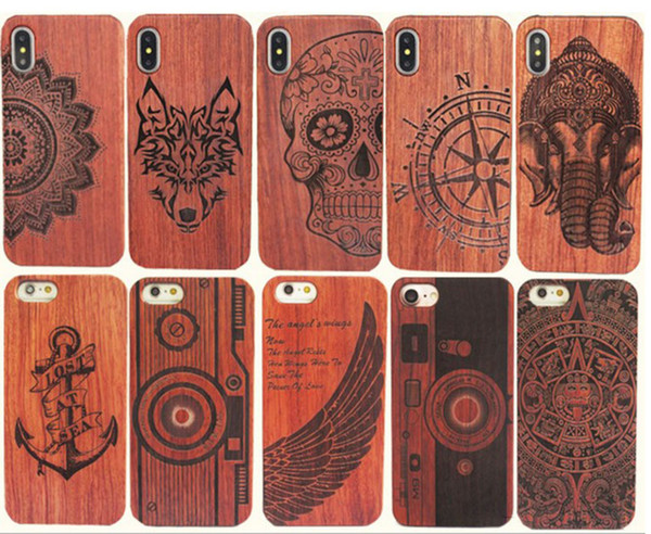 Genuine Wood Case For Iphone XS Max XR 6 7 8 Plus Hard Cover Carving Wooden Phone Shell For Iphone Bamboo Housing Luxury S9 Retro Protector