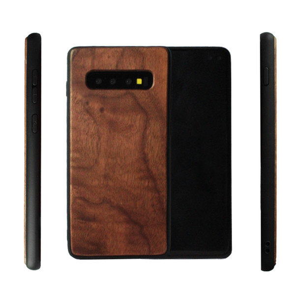 2019 Hot sell Wood+ Arc Edge TPU Phone Case For Samsung Galaxy S10 S10e s10 plus Back Cover Wooden Bamboo Cases For Iphone 7 8 6 x XR xsmax