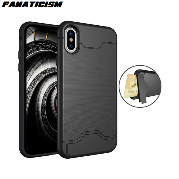 Fanaticism Premium Anti-Shock 2 in 1 Soft TPU + Hard PC Armor Cover For iphone X 6 6s 7 8 Plus Case With Stand