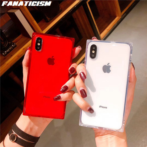 Fanaticism Top Quality Anti-knock Square Clear Phone Cases For iphone X XR XS Max 6 7 8 Plus Case Soft TPU Silicone Cover