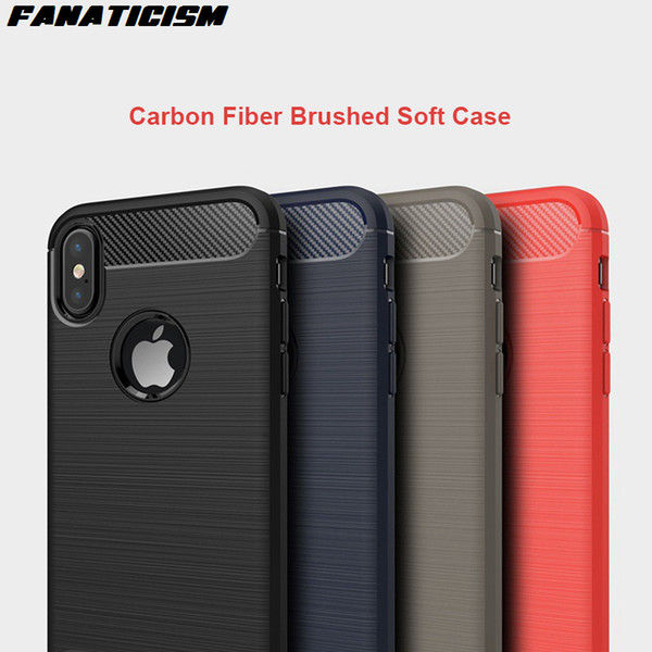 Fanaticism Brushed Carbon Fiber Soft Silicone Case For iphone X XR XS Max 5s SE 6s 7 8 Plus Soft TPU Shockproof Cover